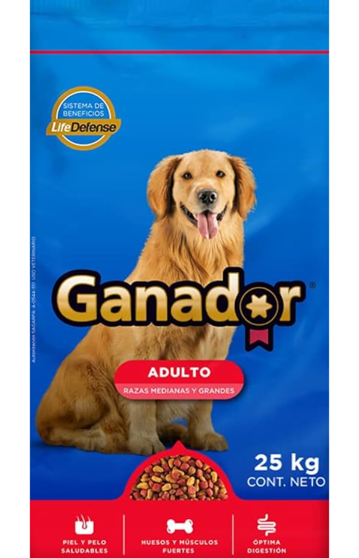 GANADOR ADULTO RAZAS MEDIANAS Y GRANDES 25 KG -AZUL